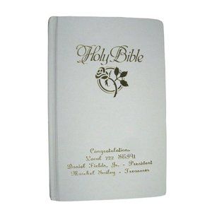 Holy Bible The New American Bible Our Treasured Memories White Leather 1991 NAB